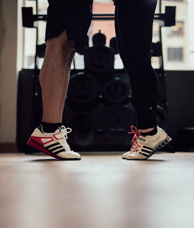 Feet in a gym setting.